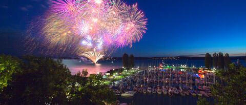 Feuerwerk Hafenfest Uhldingen Luftaufnahme