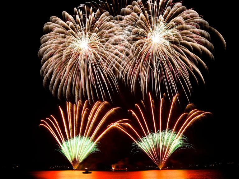 Feuerwerk beim Seenachtfest in Konstanz am Bodensee.