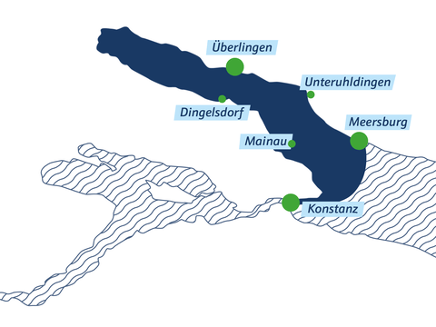 Grafik des Überlinger Sees für die Bodensee-Schifffahrt.